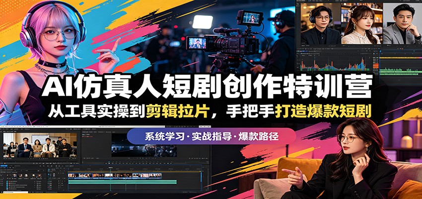 AI仿真人短剧创作特训营:从工具实操到剪辑拉片,手把手打造爆款短剧-91搞钱