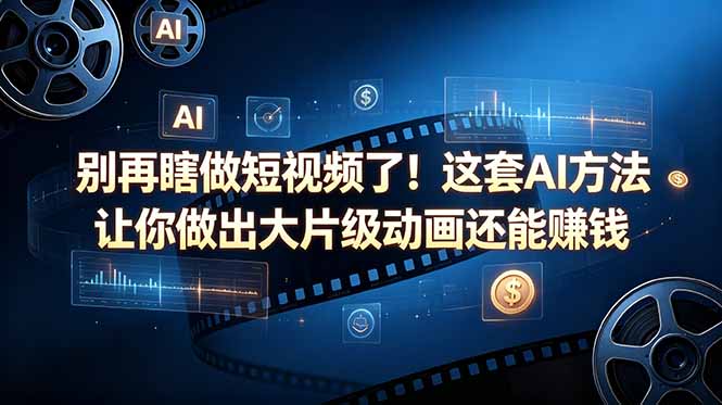 别再瞎做短视频了！这套 AI 方法让你做出大片级动画还能赚钱【原创双语字幕】-91搞钱