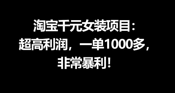 淘宝千元女装项目：超高利润，一单1000多，非常暴利-91搞钱