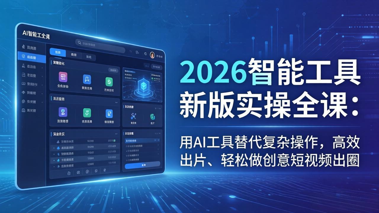 2026智能工具新版实操全课：用AI工具替代复杂操作，高效出片、轻松做创意短视频出圈-91搞钱