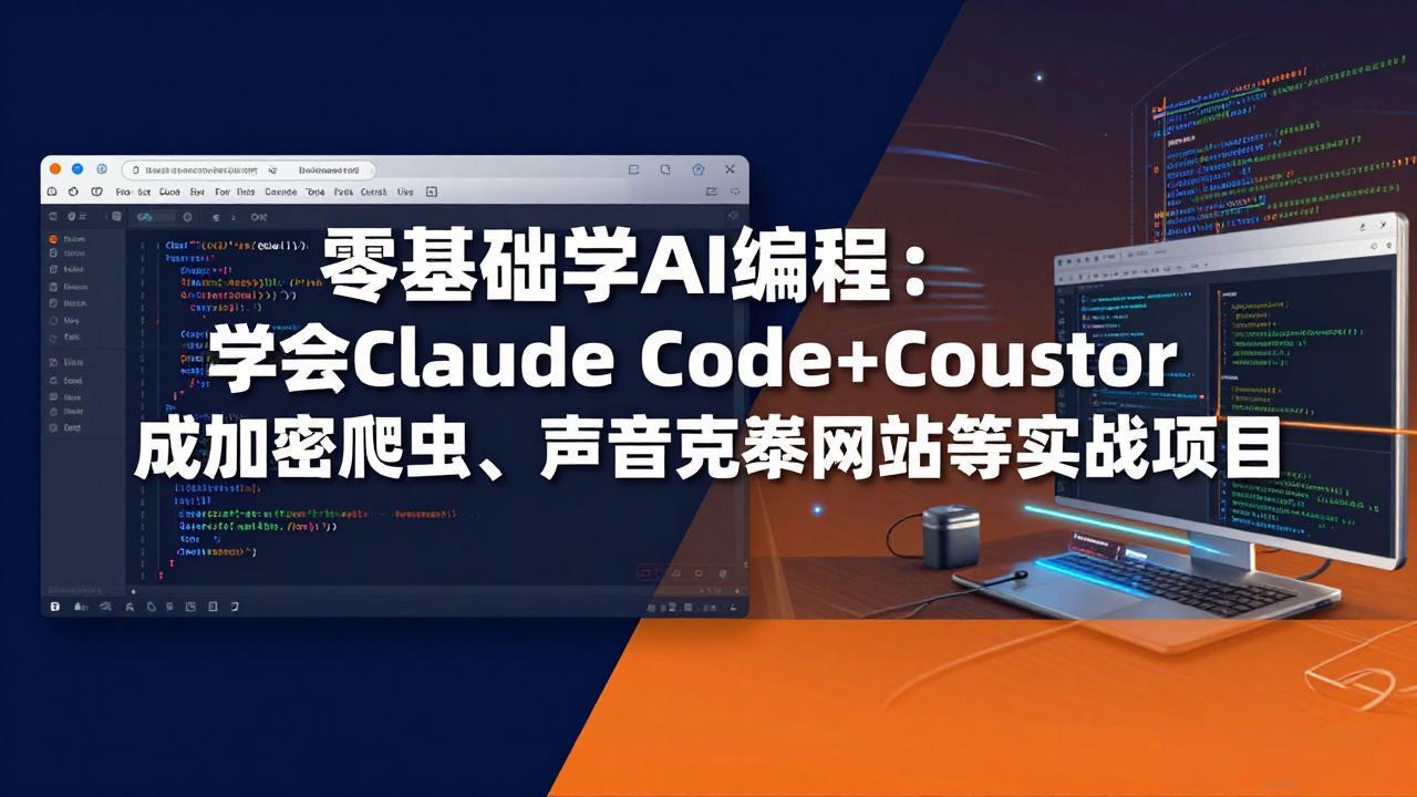 零基础学AI编程：学会Claude Code+Cursor完成加密爬虫、声音克隆网站等实战项目-91搞钱