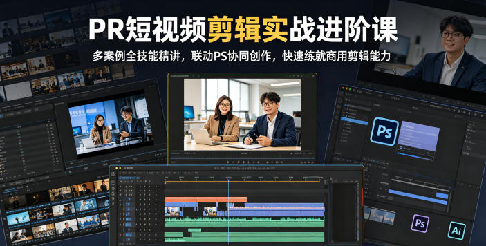 PR短视频剪辑实战进阶课，多案例全技能精讲，联动PS协同创作，快速练就商用剪辑能力-91搞钱