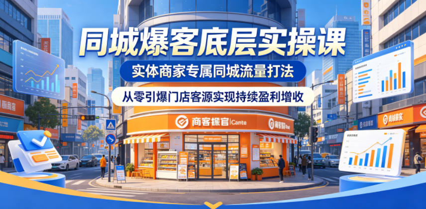 同城爆客底层实操课，实体商家专属同城流量打法，从零引爆门店客源实现持续盈利增收-91搞钱