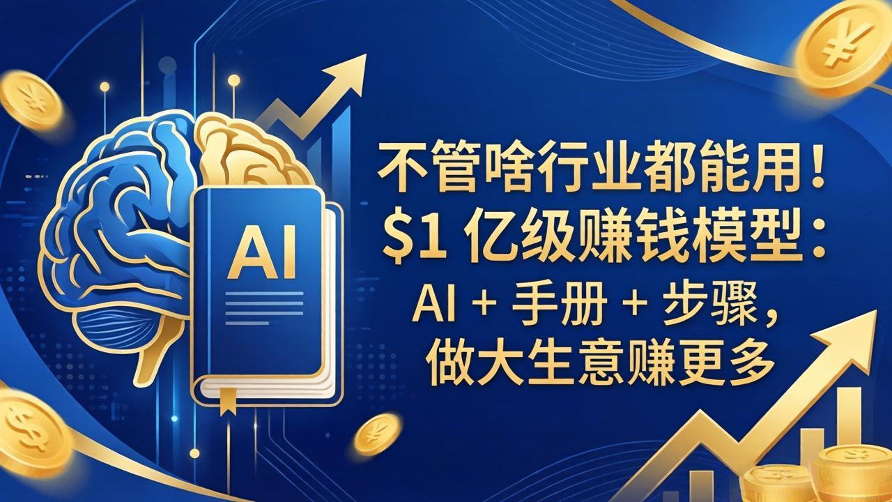 不管啥行业都能用！$1 亿级赚钱模型：AI + 手册 + 步骤，做大生意赚更多-91搞钱