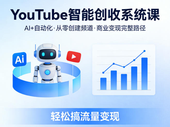 YouTube智能创收系统课，AI+自动化，从零创建YouTube频道并实现商业变现的完整路径，轻松搞流量变现-91搞钱