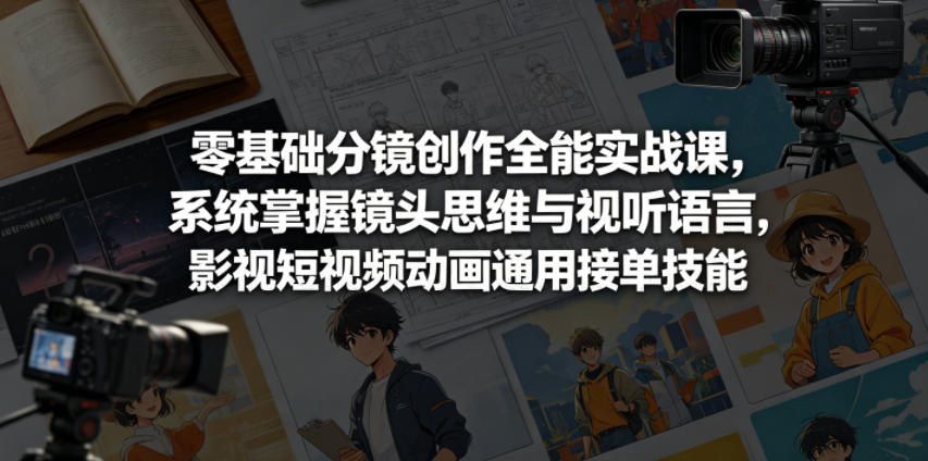 零基础分镜创作全能实战课，系统掌握镜头思维与视听语言，影视短视频动画通用接单技能-91搞钱