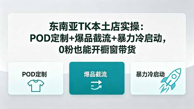 东南亚TK本土店实操：POD定制+爆品截流+暴力冷启动，0粉也能开橱窗带货-91搞钱