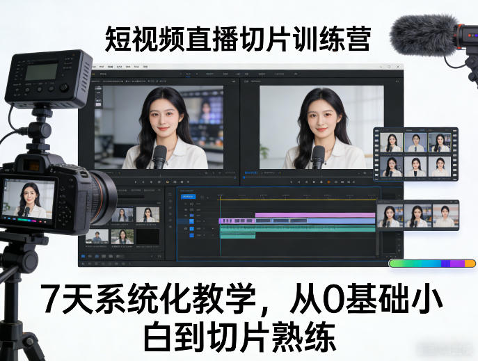 短视频直播切片训练营,7天系统化教学,从0基础小白到切片熟练-91搞钱