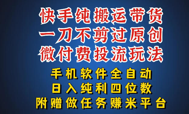 最新黑科技快手搬运带货方法，手机就能操作，轻松带你日入四位数【揭秘】-91搞钱