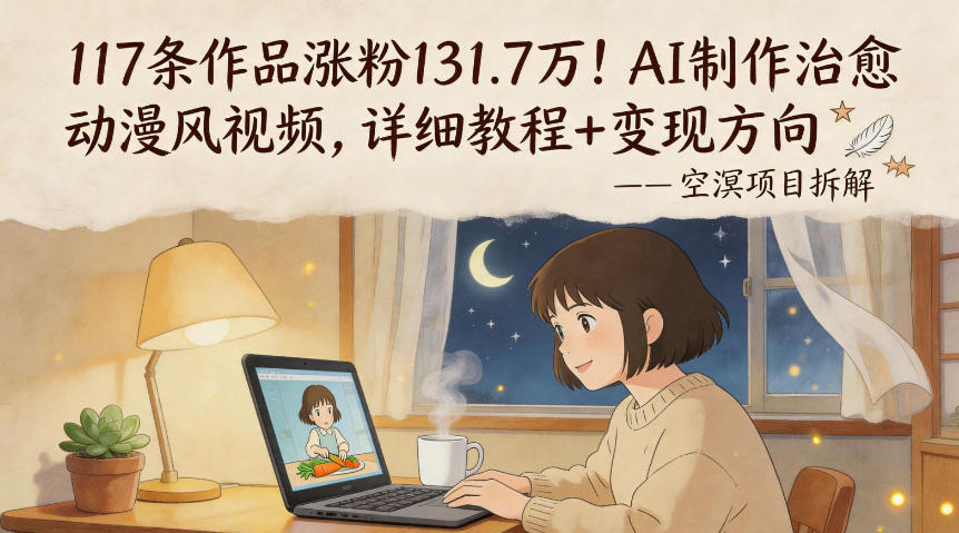 117条作品涨粉131.7W！AI制作治愈动漫风视频，详细教程+变现方向-91搞钱