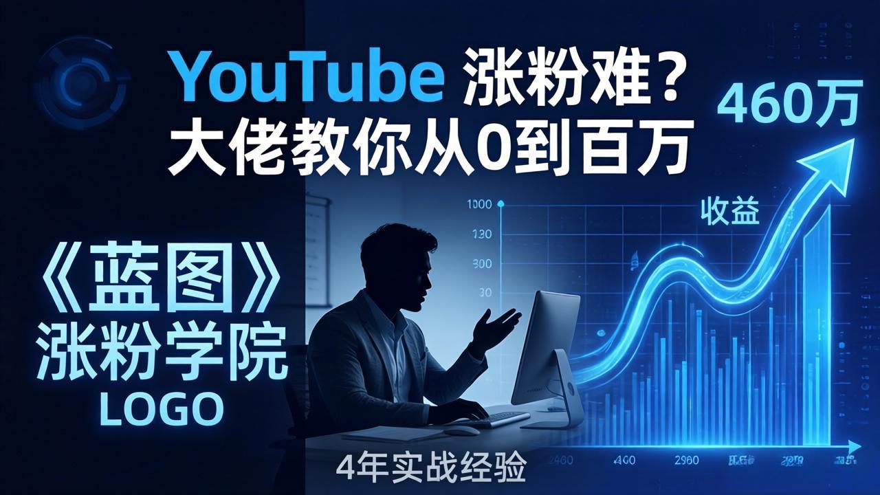 YouTube 涨粉难?《蓝图涨粉学院》:4 年赚 460 万的大佬教策略,从0到百万有路径!-91搞钱