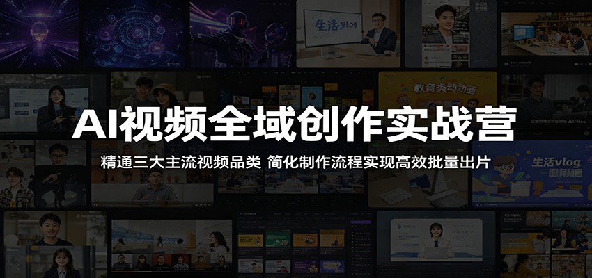 AI视频全域创作实战营：精通三大主流视频品类，简化制作流程实现高效批量出片-91搞钱