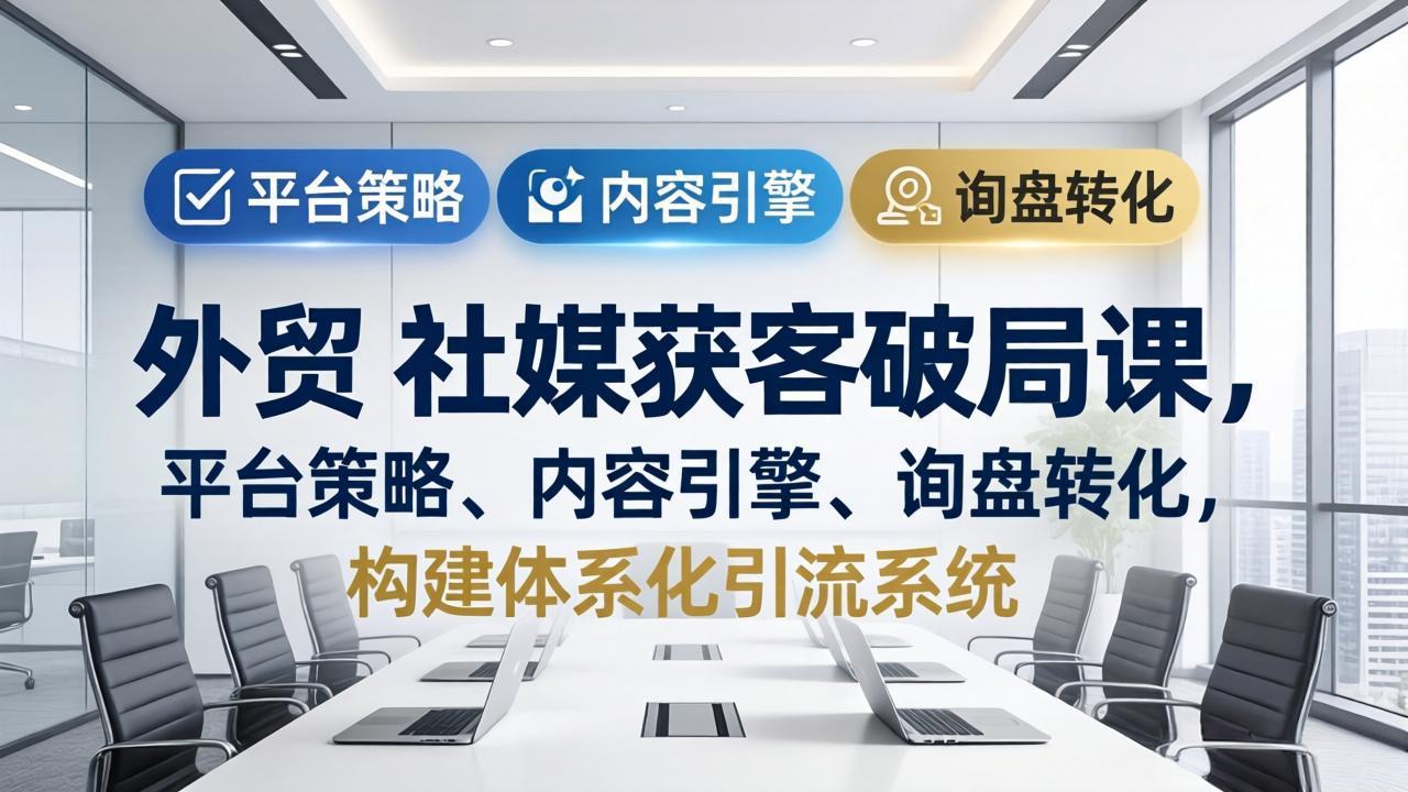 外贸 社媒获客破局课,平台策略、内容引擎、询盘转化,构建体系化引流系统(更新26年3月-91搞钱