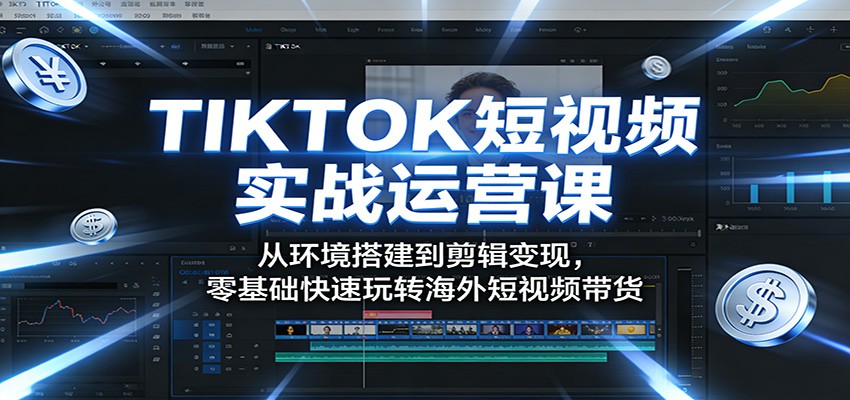 TIKTOK短视频实战运营课：从环境搭建到剪辑变现，零基础快速玩转海外短视频带货-91搞钱