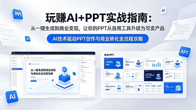 玩赚AI+PPT实战指南-更新5月13：从一键生成到商业变现，让你的PPT从自用工具升级为可卖产品-91搞钱