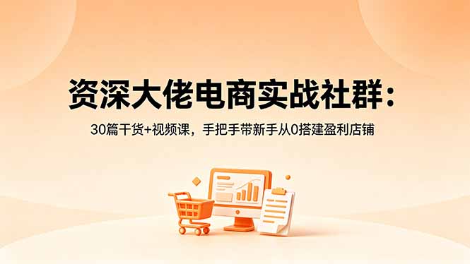 资深大佬电商实战社群:30篇干货+视频课,手把手带新手从0搭建盈利店铺-91搞钱