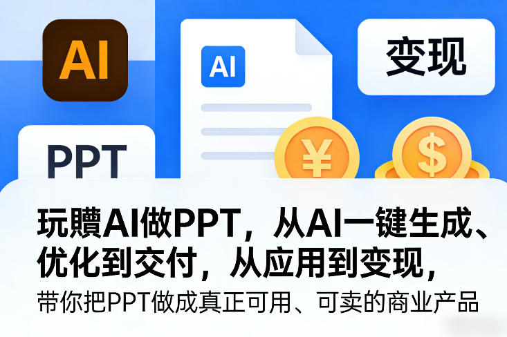 玩賺AI做PPT，从AI一键生成、优化到交付，从应用到变现，带你把PPT做成真正可用、可卖的商业产品(更新0513)-91搞钱