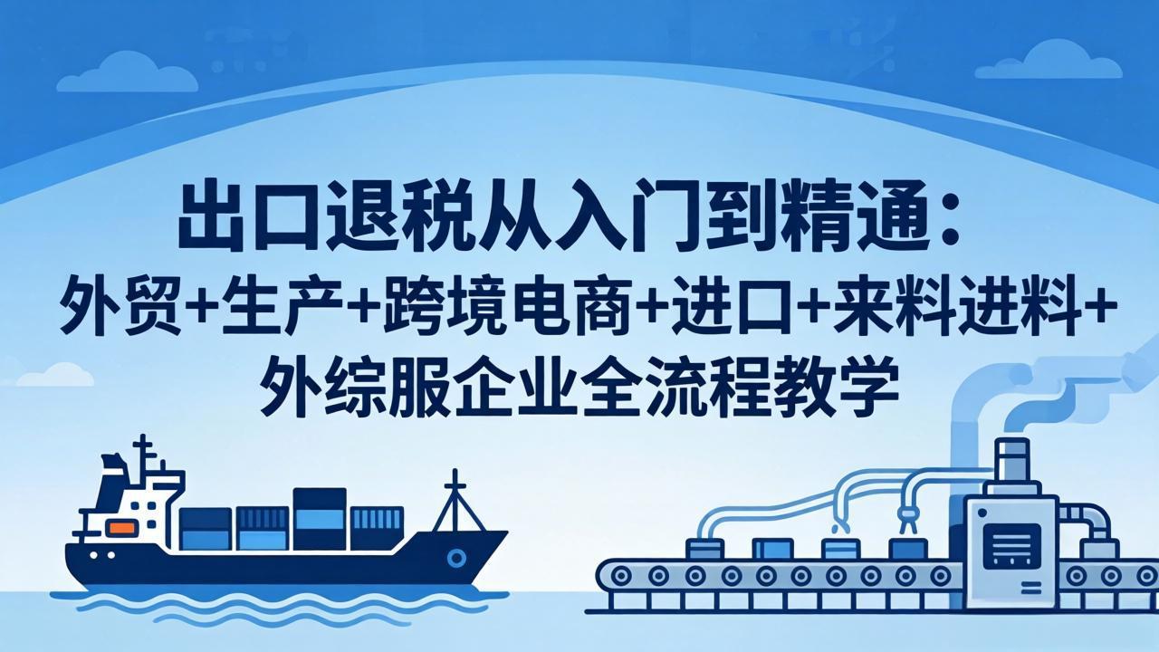出口退税从入门到精通：外贸+生产+跨境电商+进口+来料进料+外综服企业全流程教学-91搞钱