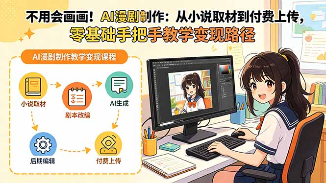 不用会画画！AI漫剧制作：从小说取材到付费上传，零基础手把手教学变现路径-91搞钱