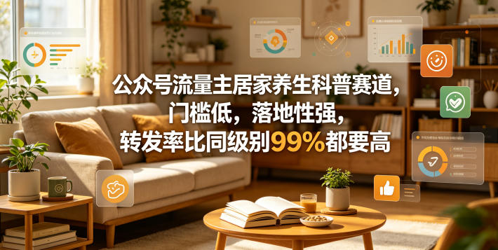 公众号流量主居家养生科普赛道，门槛低，落地性强，转发率比同级别99％都要高-91搞钱