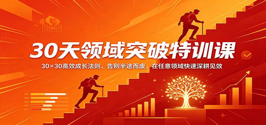 30天领域突破特训课：30×30高效成长法则，告别半途而废，在任意领域快速深耕见效-91搞钱