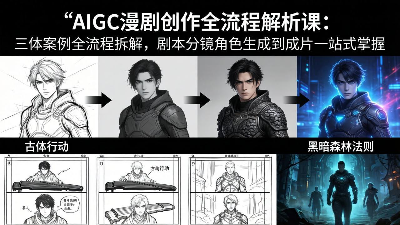 AIGC漫剧创作全流程解析课：三体案例全流程拆解，剧本分镜角色生成到成片一站式掌握-91搞钱