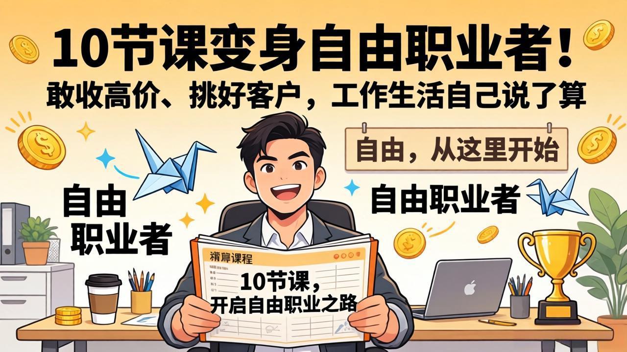 10 节课变身自由职业者!敢收高价、挑好客户,工作生活自己说了算-91搞钱