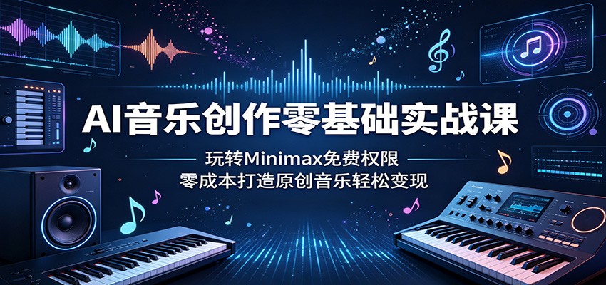 AI音乐创作零基础实战课：玩转Minimax免费权限，零成本打造原创音乐轻松变现-91搞钱