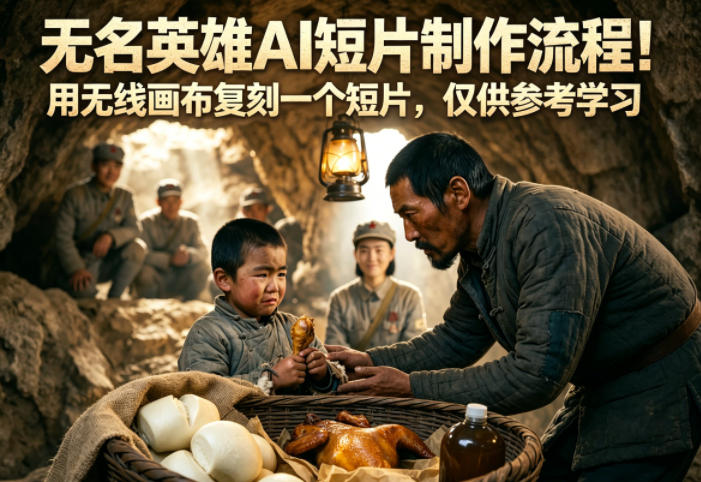 无名英雄AI短片制作流程！用无线画布复刻一个短片，仅供参考学习-91搞钱