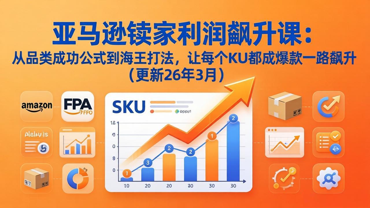 亚马逊卖家利润飙升课：从品类成功公式到海王打法，让每个SKU都成爆款一路飙升(更新26年3月-91搞钱