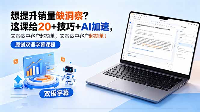 想提升销量缺洞察？这课给 20 + 技巧 + AI 加速，文案戳中客户超简单！【原创双语字幕】-91搞钱