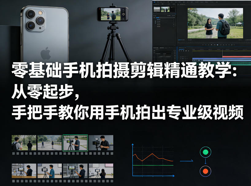 零基础手机拍摄剪辑精通教学:从零起步,手把手教你用手机拍出专业级视频-91搞钱