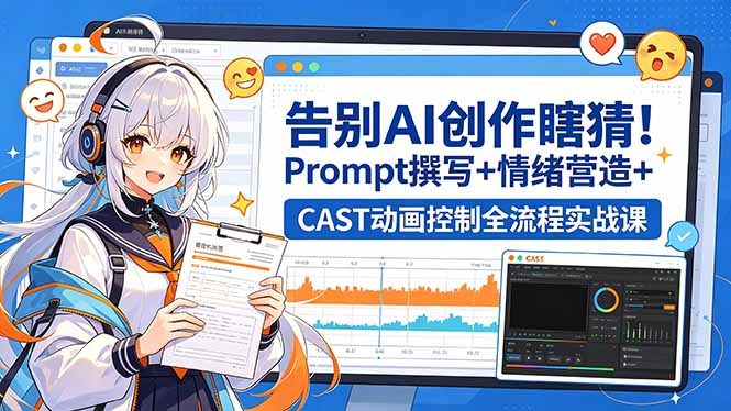 告别AI创作瞎猜！Prompt撰写+情绪营造+CAST动画控制全流程实战课-91搞钱