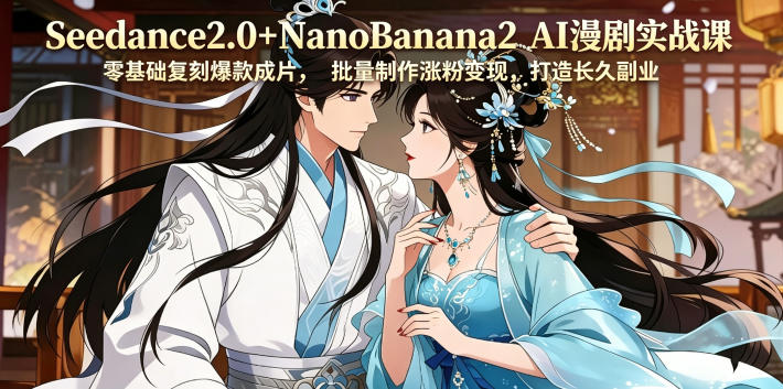 Seedance2.0+NanoBanana2 AI漫剧实战课，零基础复刻爆款成片涨粉变现，打造长久副业收益-91搞钱