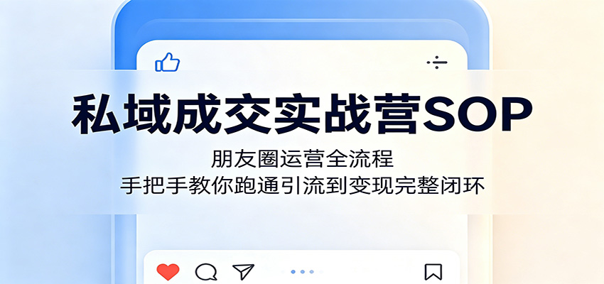私域成交实战营SOP：朋友圈运营全流程，手把手教你跑通引流到变现完整闭环-91搞钱