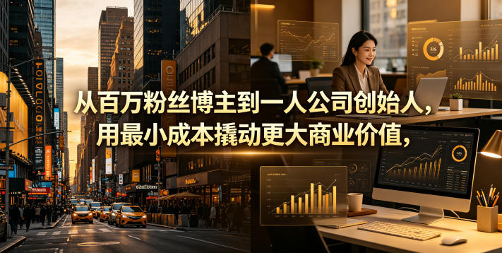从百万粉丝博主到一人公司创始人，用最小成本撬动更大商业价值-91搞钱