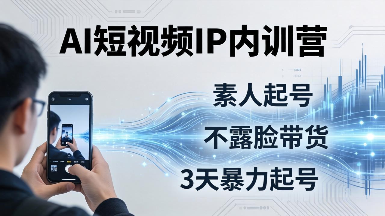 2026AI短视频IP内训营：从素人起号到不露脸带货，3天暴力起号全流程拆解-91搞钱