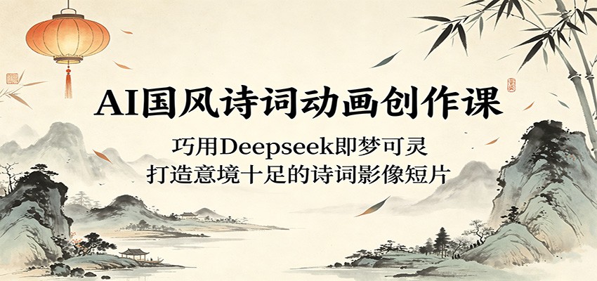 AI国风诗词动画创作课：巧用Deepseek即梦可灵，打造意境十足的诗词影像短片-91搞钱