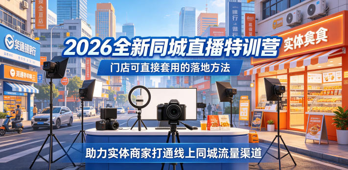 2026全新同城直播特训营，门店可直接套用的落地方法，助力实体商家打通线上同城流量渠道-91搞钱