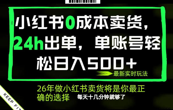 小红书0成本AI卖货，24小时出单，全流程托管，保底日入500+，每天十几分钟就够了【揭秘】-91搞钱