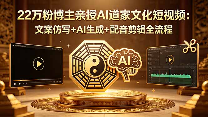 22万粉博主亲授AI道家文化短视频：文案仿写+AI生成+配音剪辑全流程-91搞钱
