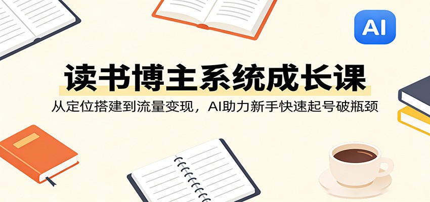 读书博主系统成长课：从定位搭建到流量变现，AI助力新手快速起号破瓶颈-91搞钱