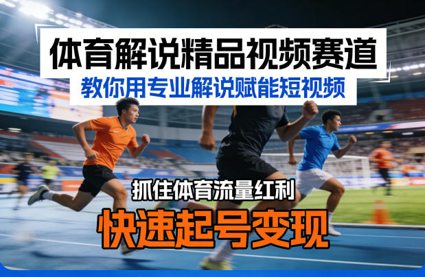 体育解说精品视频赛道，教你用专业解说赋能短视频，抓住体育流量红利，快速起号变现-91搞钱